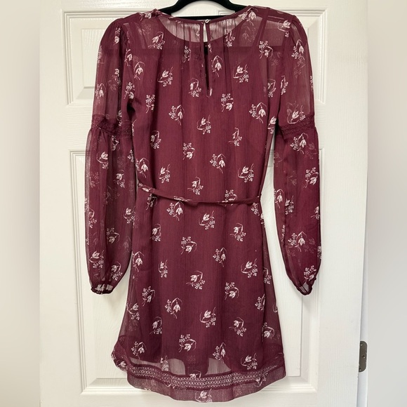 Abercrombie & Fitch Floral Burgundy Lined Dress Size XS - Picture 4 of 14